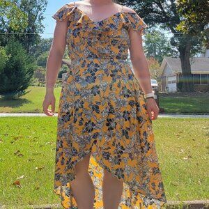 Yellow Floral High-Low Dress